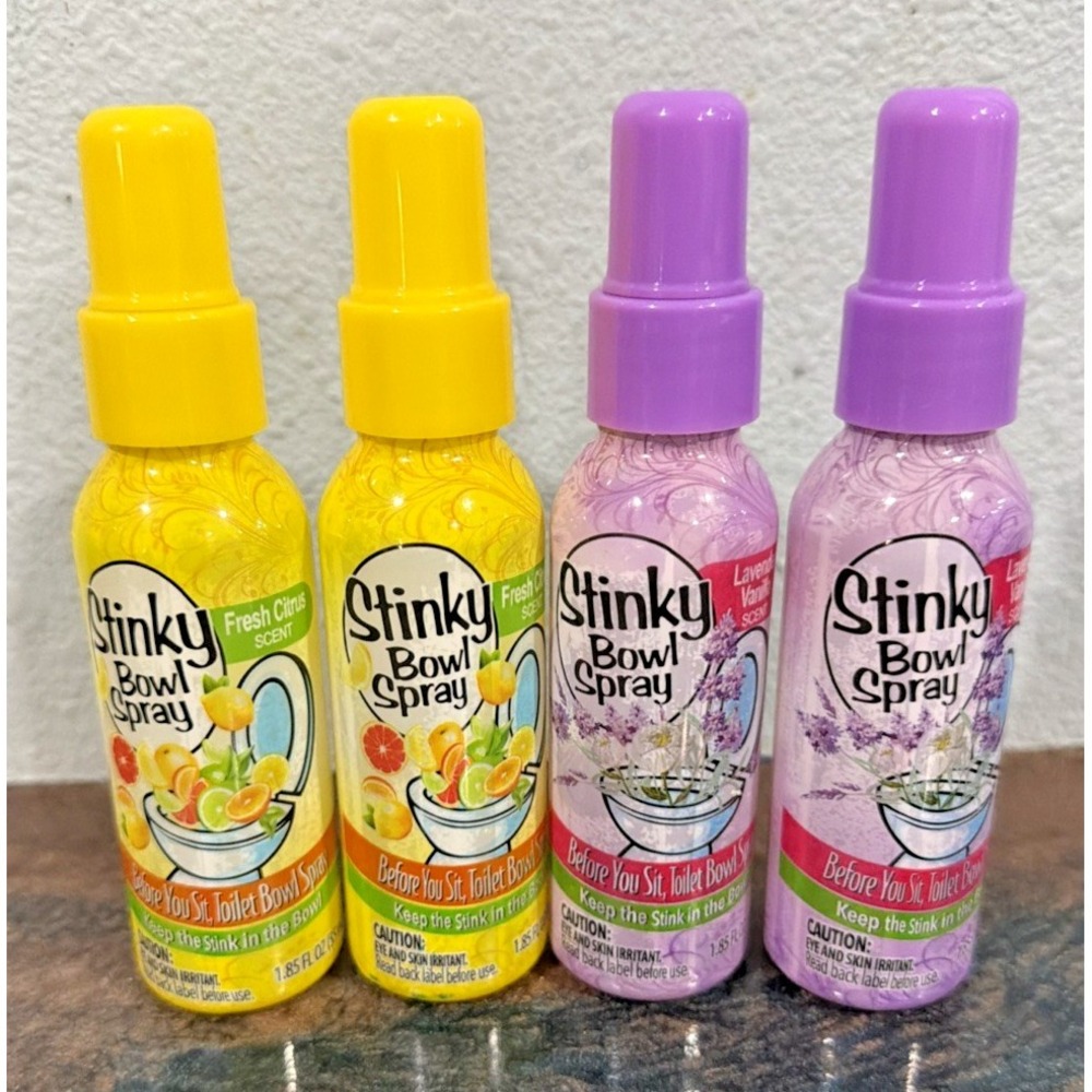 Stinky Bowl Spray Toilet Spray Fresh Citrus & Lavender Vanilla Lot of 4 New